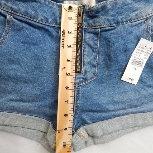 PacSun Juniors High Rise Short Shorts Denim Blue Zip Closure Size 25 - Picture 4 of 8